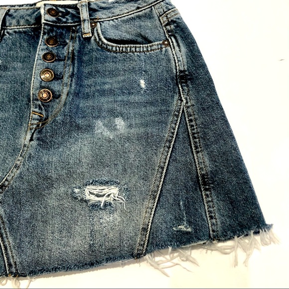 Free People Harvey Distressed Denim Skirt - Picture 5 of 9